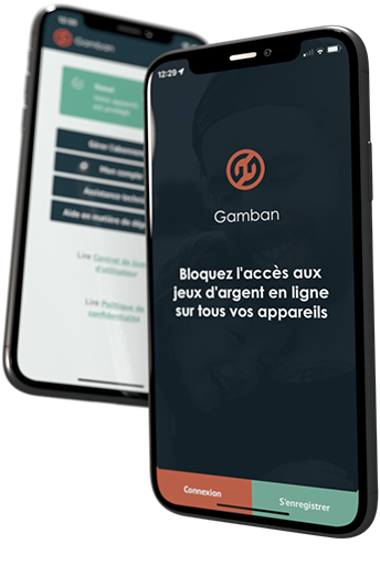 Un téléphone affichant la page de connexion de Gamban